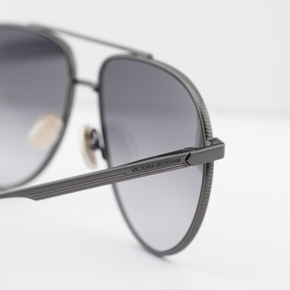Victoria Beckham VB242S 043 Aviator Sunglasses – Gunmetal/Grey main image 5